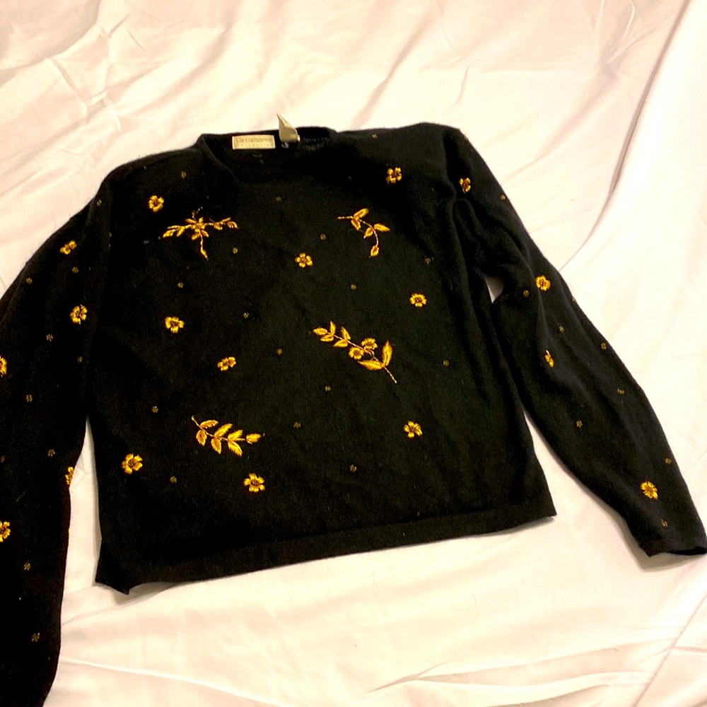 Liz Claiborne Black Decorative  Sweater